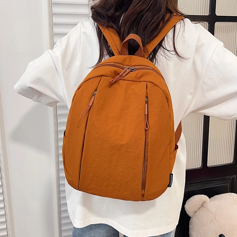 Minimalistischer Solid Color Damen Rucksack Großes Fassungsvermögen Leichtes Kunstleder Schultasche Alltags Reise Schultertasche