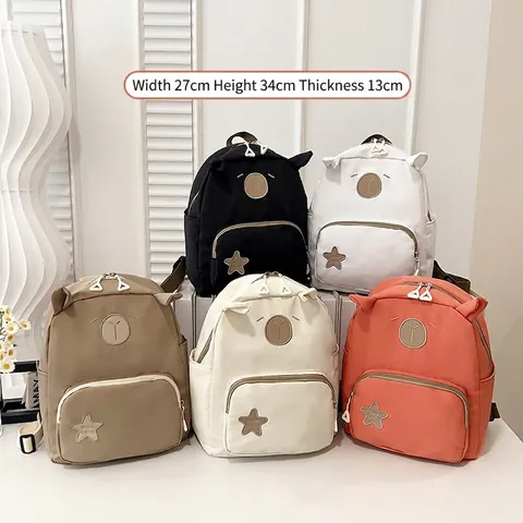 Cute Cartoon Animal Ears Children Backpack Star Printed Kindergarten Preschool Schoolbag For Girls Daily Travel Bag