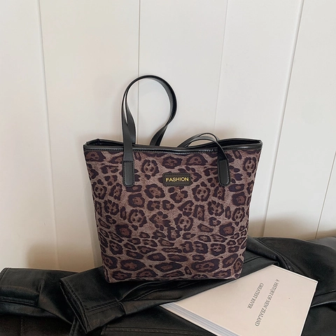 Mode Leopardenmuster Shopper Große Kapazität Kunstleder Schultertasche Für Damen Casual Täglich Pendeln Student Handtasche