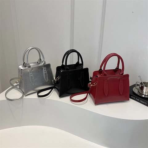 Borsa a Spalla in Pelle PU Vintage da Donna Borsa a Tracolla Lucida Metallica per il Pendolarismo Quotidiano Ufficio Borsa Alla Moda