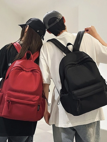 Mochila Casual Minimalista de Nylon Gran Capacidad Ligera Mochila Escolar para Hombres Mujeres Estilo Coreano Color Sólido Bolsa de Viaje