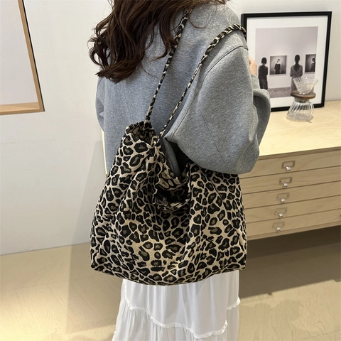 Dames Grote Capaciteit Luipaardprint Tote Tas Kunstleer Casual Schoudertas Koreaanse Stijl Veelzijdige Okseltas Handtas