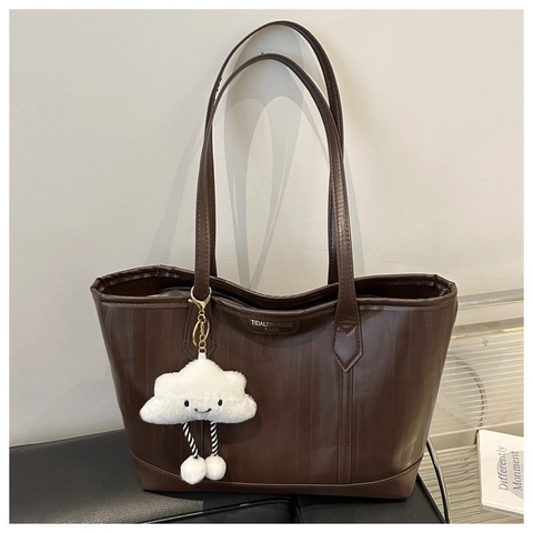 Simple Urban Suede Tote Bag Large Capacity Commuter Shoulder Bag Solid Color Zipper Handbag For Women Daily Shopping Bag