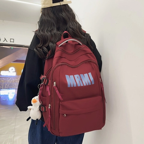 MRMI Letterprint Grote Capaciteit Synthetisch Leer Casual Rugzak Voor Heren Dames Studenten Mode Schooltas Reisrugzak