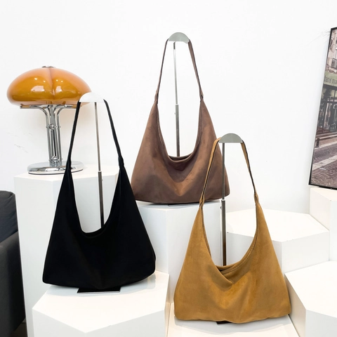 Borsa Hobo da Donna in Pelle Scamosciata Sintetica Grande Capacità Tote Borsa a Spalla Vintage Urban Minimalista Sottobraccio Casual da Pendolare
