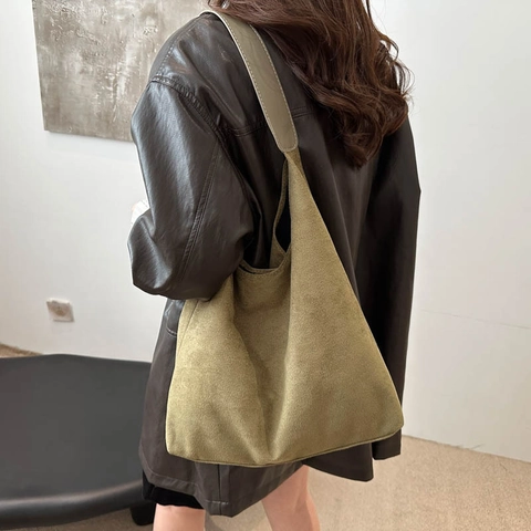 Large Capacity Synthetic Leather Tote Bag Minimalist Frosted Texture Underarm Shoulder Bag For Women Casual Commute Hobo Bag