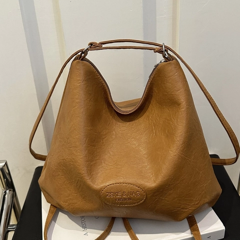 Große Kapazität Wildleder Tragetasche Retro Damen Schultertasche Urban Minimalistisch Pendeln Reise Handtasche Mit Buchstaben Logo