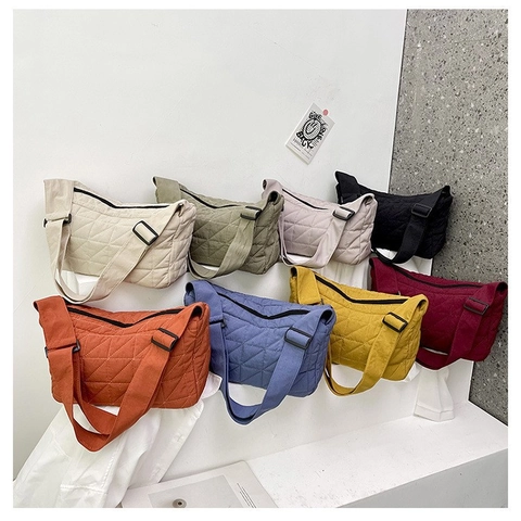 Dames Grote Capaciteit Gestikte Shopper Casual Canvas Puffer Crossbody Tas Met Verstelbare Band Voor Dagelijks Gebruik Mode Handtas