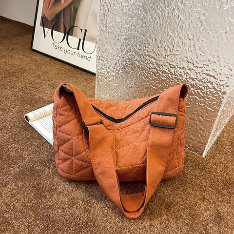 Dames Grote Capaciteit Gestikte Shopper Casual Canvas Puffer Crossbody Tas Met Verstelbare Band Voor Dagelijks Gebruik Mode Handtas