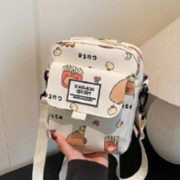 Borsa a Tracolla Piccola Quadrata da Donna Con Stampa Orso Cartone Animato Casual in Tessuto Composito Con Tracolla Regolabile
