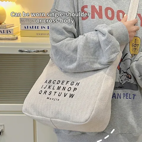 Borsa Tote in Nylon da Donna di Grande Capacità Moda Borsa a Tracolla Con Stampa Lettere Cuore per Viaggio Pendolarismo Quotidiano