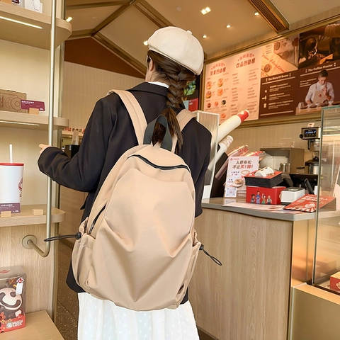 Zaino Minimalista Giapponese in Nylon per Donna Grande Capacità Zaino da Scuola Impermeabile Tinta Unita Casual per Pendolarismo