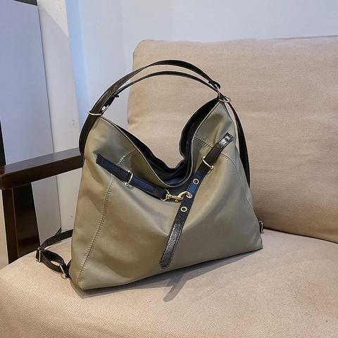Borsa Tote da Donna in Camoscio Grande Capacità Minimalista Urbana Colore a Contrasto Borsa a Spalla Con Cuciture Pendolare