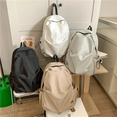 Zaino Minimalista Giapponese in Nylon per Donna Grande Capacità Zaino da Scuola Impermeabile Tinta Unita Casual per Pendolarismo