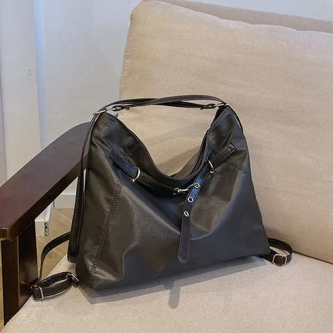 Borsa Tote da Donna in Camoscio Grande Capacità Minimalista Urbana Colore a Contrasto Borsa a Spalla Con Cuciture Pendolare