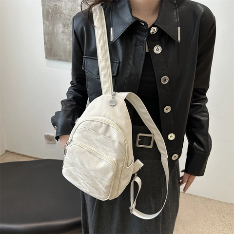Sac à Dos Trois-en-Un Mode pour Femme Sac à Bandoulière Toile Décontracté Sac de Poitrine Texture Gauffrée Multi Poches Urbain Minimaliste Sac de Cyclisme
