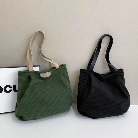 Damen Große Kapazität Segeltuch Tragetasche Lässig Vintage Cord Textur Umhängetasche Mode Pendeln Täglich Handtasche Shopper