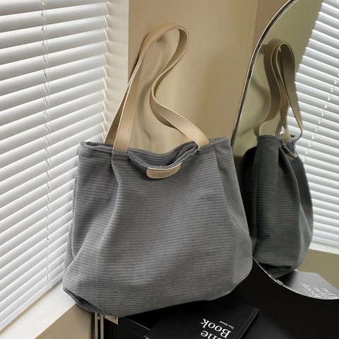 Damen Große Kapazität Segeltuch Tragetasche Lässig Vintage Cord Textur Umhängetasche Mode Pendeln Täglich Handtasche Shopper
