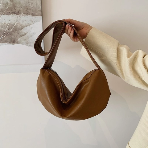 Borsa Sottobraccio Vintage Minimalista Donna in Pelle PU Grande Capacità Hobo Borsa a Spalla per Pendolarismo Quotidiano Casual