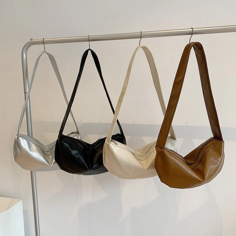 Borsa Sottobraccio Vintage Minimalista Donna in Pelle PU Grande Capacità Hobo Borsa a Spalla per Pendolarismo Quotidiano Casual