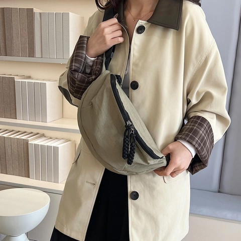 Minimalistische Mondform Umhängetasche Aus Oxford-Stoff Für Damen Herren Lässige Sportliche Brusttasche Urban Leichte Pendler Schultertasche
