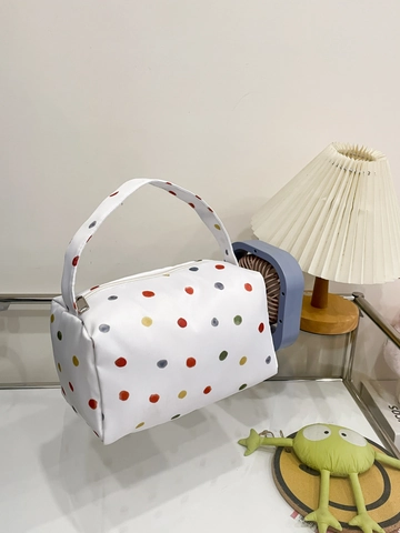 Nylon Gekleurde Stippen Cosmeticatas Voor Dames Draagbare Reis Make-up Opbergtas Bedrukte Handtas Toilettas Met Rits