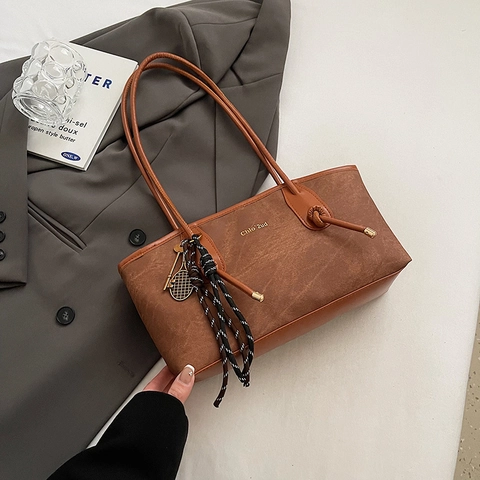 Bolso de Mano de Cuero PU de Gran Capacidad para Mujer Bolso de Bandoliera de Moda Color Sólido Estilo Urbano para Diario