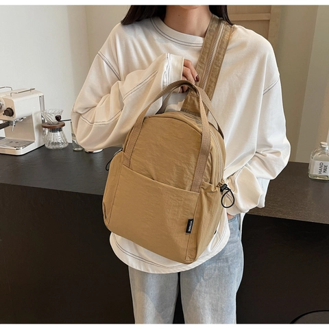 Zainetto da Donna in Nylon alla Moda Borsa a Mano Leggera Multiuso Impermeabile Casual Zaino da Viaggio Minimalista Borsa a Tracolla