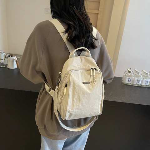 Mochila de Nailon Impermeable de Moda para Mujer Simple Urbana Minimalista Viaje Gran Capacidad Ligera Bolso de Hombro Mochila