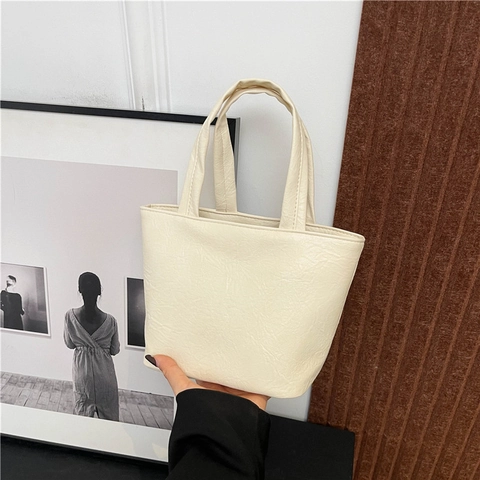 Minimalist Suede Texture Tote Bag For Women Casual Square Handbag Retro Crinkled Shoulder Bag Commuting Solid Color Bag
