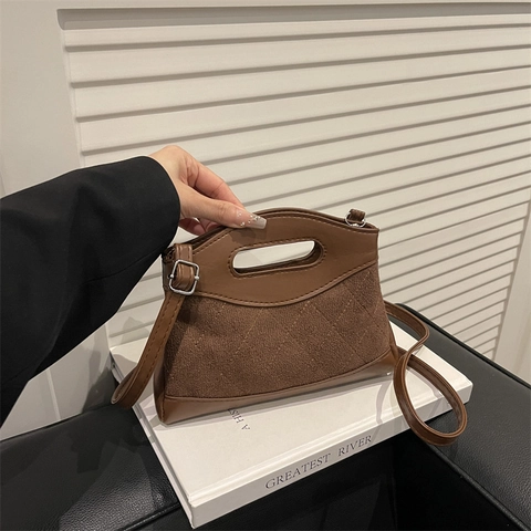 Borsa a Mano da Donna Urban Minimalista in Pelle PU Patchwork Trapuntata Casual Pendolare a Tracolla Con Tracolla Regolabile