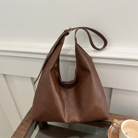 Bolso de Hombro de Gran Capacidad para Mujer Bolso Tote Minimalista de Cuero PU Correa Ajustable Bolso Hobo de Moda