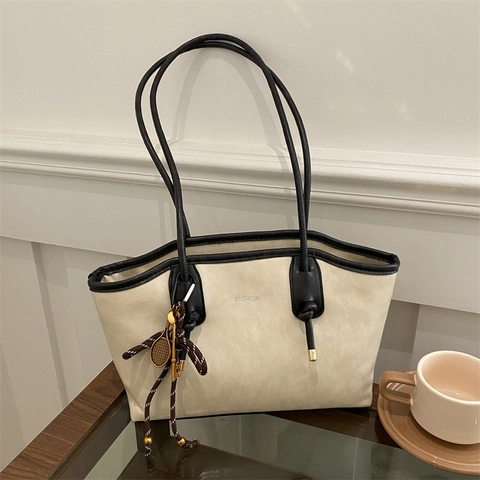 Damen Wildleder Große Kapazität Tragetasche Herbst Winter Handtasche Neu Lässige Schulter Unterarmtasche Mode Pendler Tote Bag
