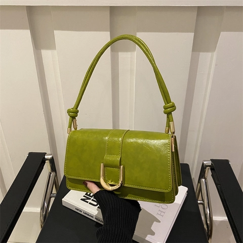 Damen Retro PU Leder Kleine Quadratische Tasche Mit Goldener Hufeisenschnalle Trendige Minimalistische Schulter Umhängetasche Für Den Alltag
