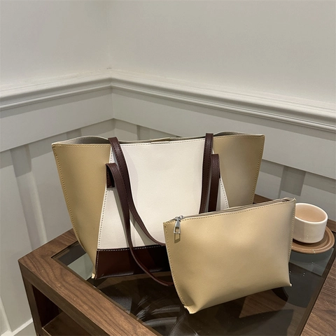 Sac Cabas Minimaliste en Cuir Synthétique pour Femmes Grande Capacité Sac à Épaule Élégant Urbain Trajet Style Bureau Sac de Shopping