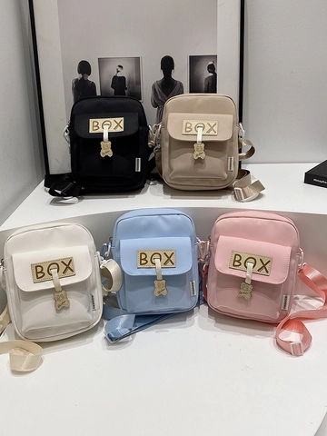 Japanese Style Cute Bear Nylon Shoulder Bag For Women Students Casual Crossbody Small Square Bag Messenger Travel Phone Pouch