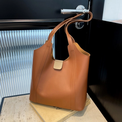Sac Fourre-tout Minimaliste en Daim pour Femmes Sac à Épaule Grande Capacité Avec Pochette Assortie Navette Décontracté Sac