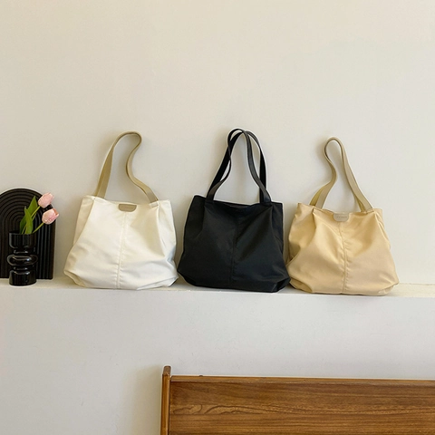 Sac Fourre-tout en Toile de Grande Capacité pour Femme Sac à Bandoulière Minimaliste Navettage Urbain Décontracté Style Hobo