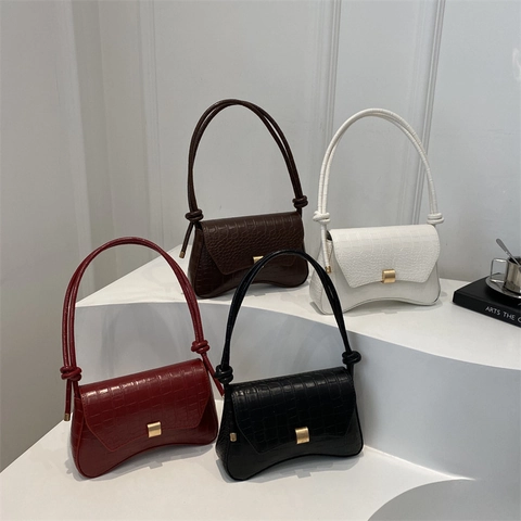 Krokodillenpatroon Synthetisch Leer Schoudertas Voor Dames Mode Stedelijk Minimalistisch Vierkante Crossbody Handtas