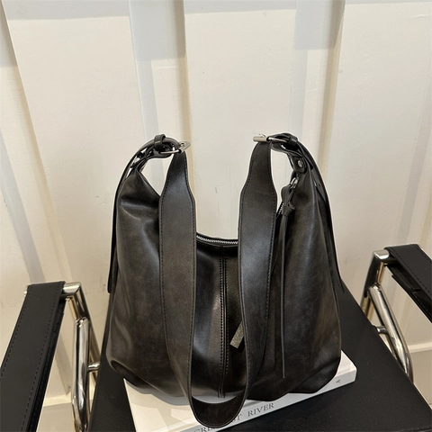Vintage Pendeln Große Kapazität Wildleder PU Leder Tragetasche Für Damen Minimalistische Schulter Umhängetasche Retro Urban Handtasche