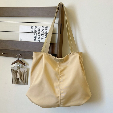 Sac Fourre-tout en Toile de Grande Capacité pour Femme Sac à Bandoulière Minimaliste Navettage Urbain Décontracté Style Hobo