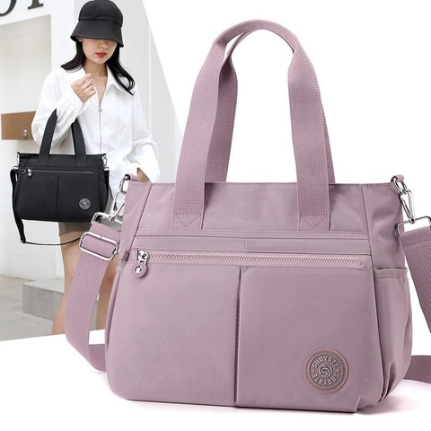 Borsa Tote da Donna in Nylon Impermeabile Grande Capacità Multi Tasca Borsa a Tracolla Casual Pendolare Urbana Borsa a Spalla