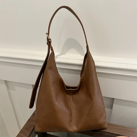Bolso de Mano de Gran Capacidad Estilo Retro de Hong Kong para Mujer Minimalista Textura de Gamuza Bolso de Hombro para Diario