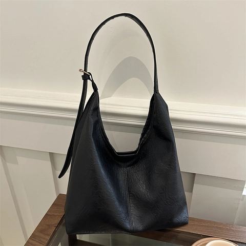 Bolso de Mano de Gran Capacidad Estilo Retro de Hong Kong para Mujer Minimalista Textura de Gamuza Bolso de Hombro para Diario