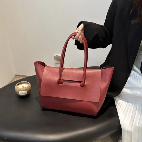 Bolsa de Mano Minimalista Urbana de Gamuza Gran Capacidad Bolso de Mujer Vintage Bolso de Hombro con Solapa Elegante