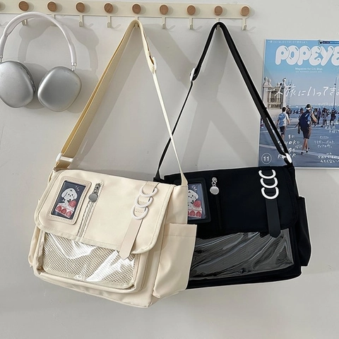 Japanische Minimalistische Transparente Ita Tasche Große Kapazität Damen Messenger Bag Schüler Schultasche Casual Crossbody Bag