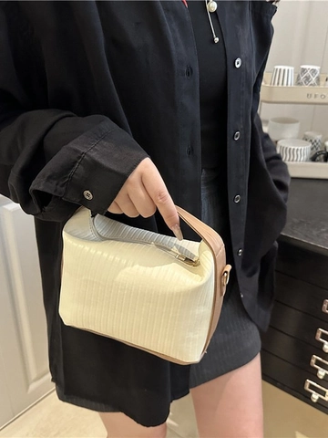 Damen Urban Minimalistisch Kunstleder Umhängetasche Plissierte Textur Umhängetasche Handtasche Mit Verstellbarem Gurt Büro Tasche