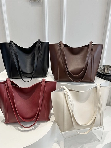 Minimalist Suede Large Capacity Tote Bag For Women Urban Fashion Solid Color Shoulder Bag Versatile Commuter Handbag