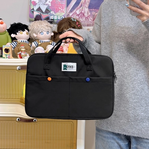 Borsa a Mano per Laptop in Nylon Casual da Donna Versatile Custodia per Tablet Con Tasche Multiple per Ufficio Lavoro Quotidiano