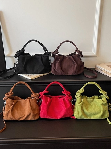 Borsa a Spalla Nuvola Plissettata in Camoscio da Donna Manico Annodato Borsa a Tracolla Moda Tote Elegante Borsa Quotidiana
